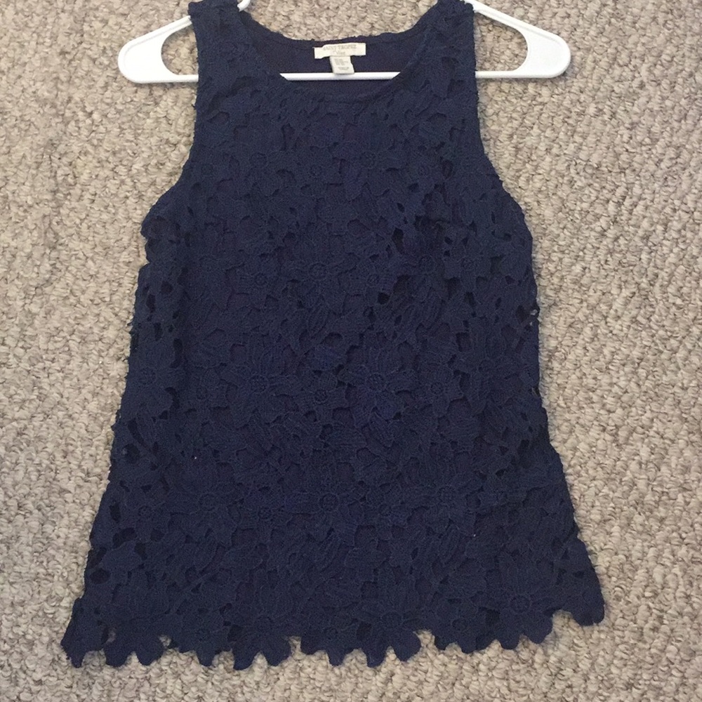 Saint Tropez West Navy Blue Lace Tank Top